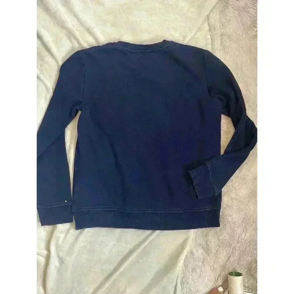Tommy Hilfiger Big Logo Long Sleeve Crewneck Pullover Blue Sweatshirt Small Crew - Picture 4 of 6